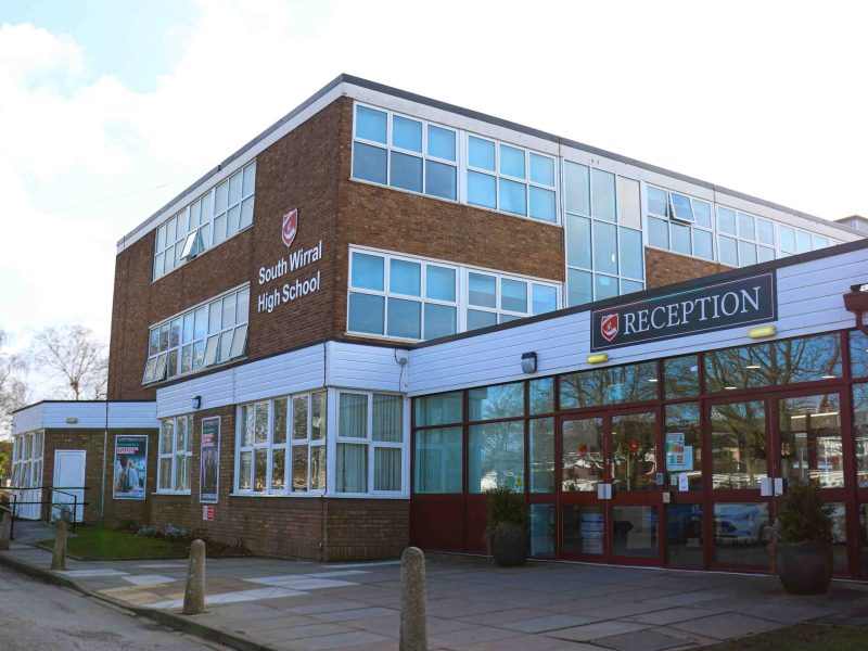 South Wirral High School main building taken from the front of the school